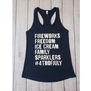 Navy Blue "Fireworks, Freedom, Ice Cream, Family, Sparklers #4th of July" Tank